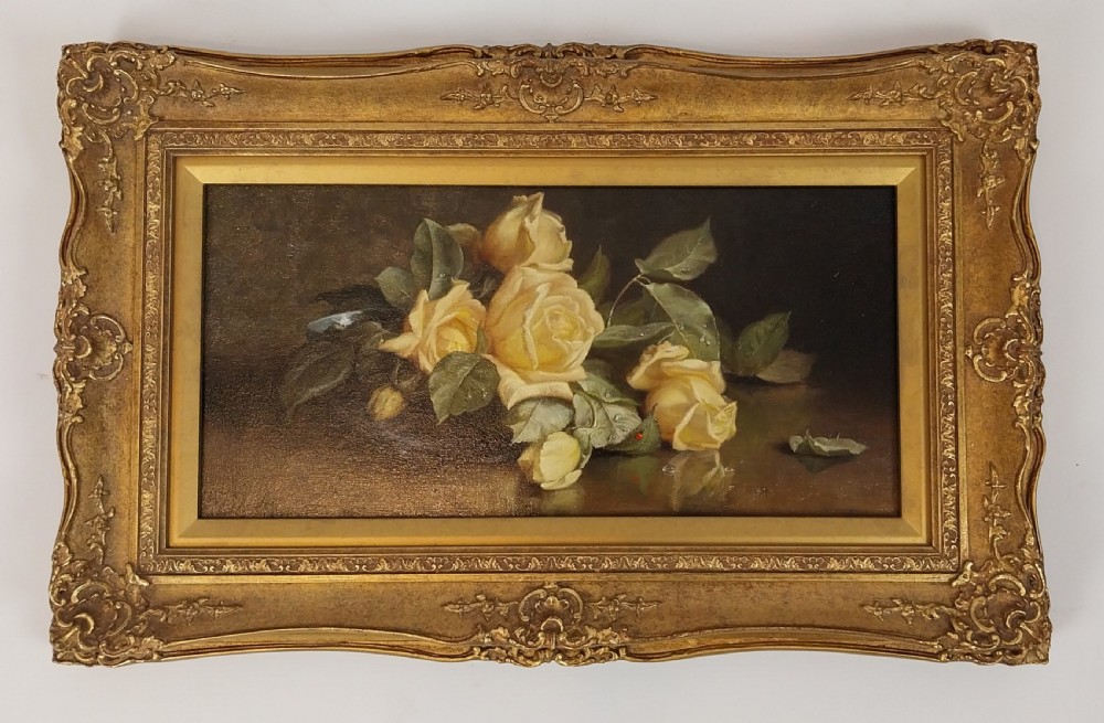 Still Life Oil Painting on Canvass Yellow Roses John Fitz Marshall (1859–1932)