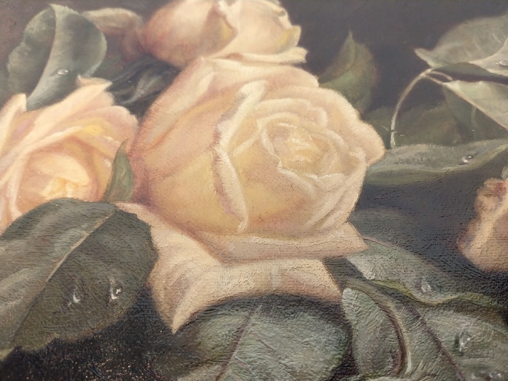 Still Life Oil Painting on Canvass Yellow Roses John Fitz Marshall (1859–1932) View XI
