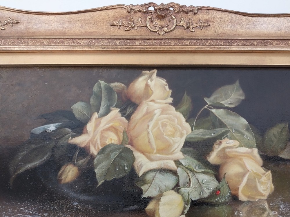 Still Life Oil Painting on Canvass Yellow Roses John Fitz Marshall (1859–1932) View XIII