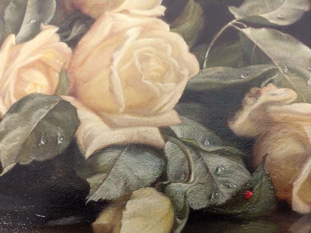 Still Life Oil Painting on Canvass Yellow Roses John Fitz Marshall (1859–1932) View XIV