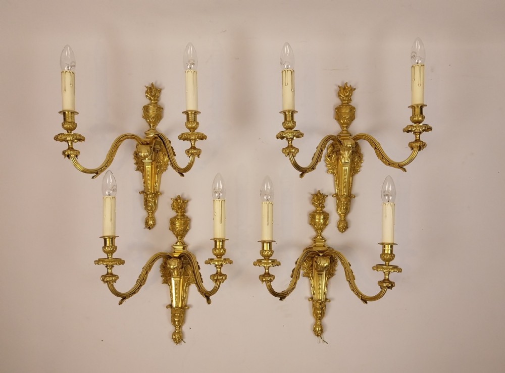Set of Four Gilt Bronze Wall Lights 