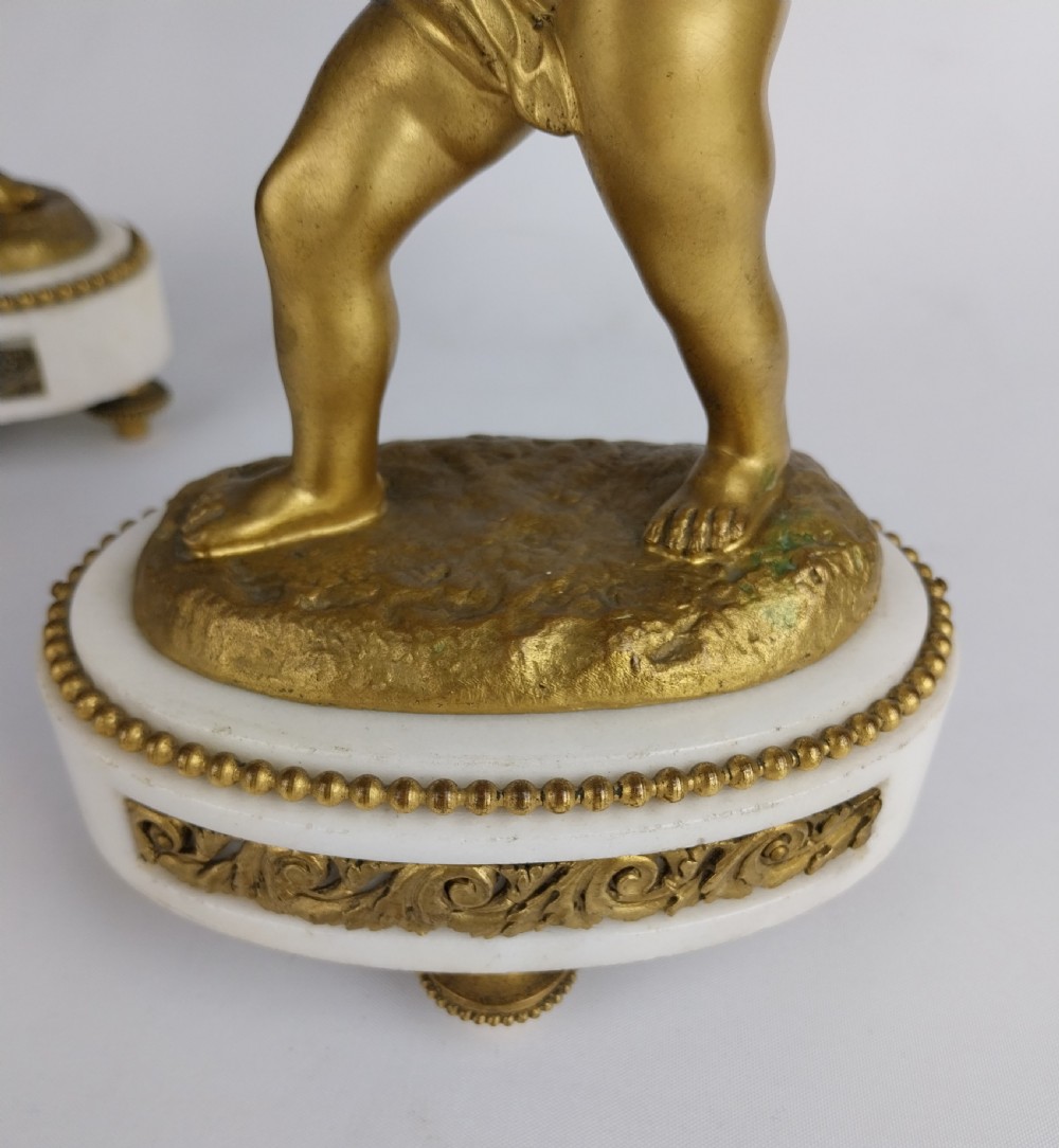 Pair of Antique Gilt Bronze Cherub Candlesticks  View V