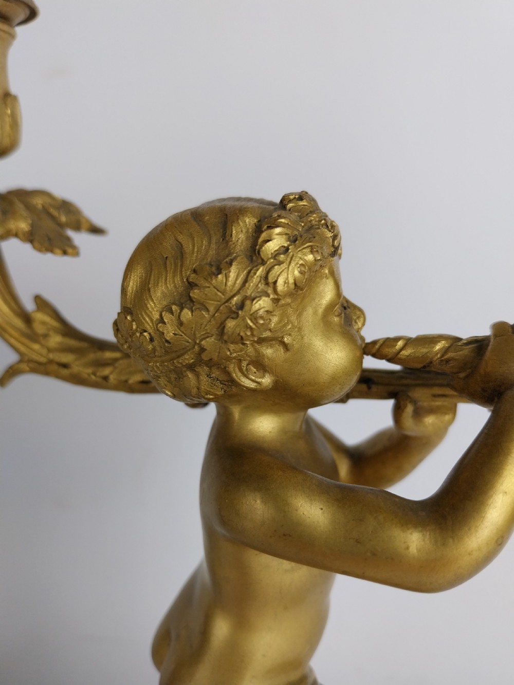 Pair of Antique Gilt Bronze Cherub Candlesticks  View VIII