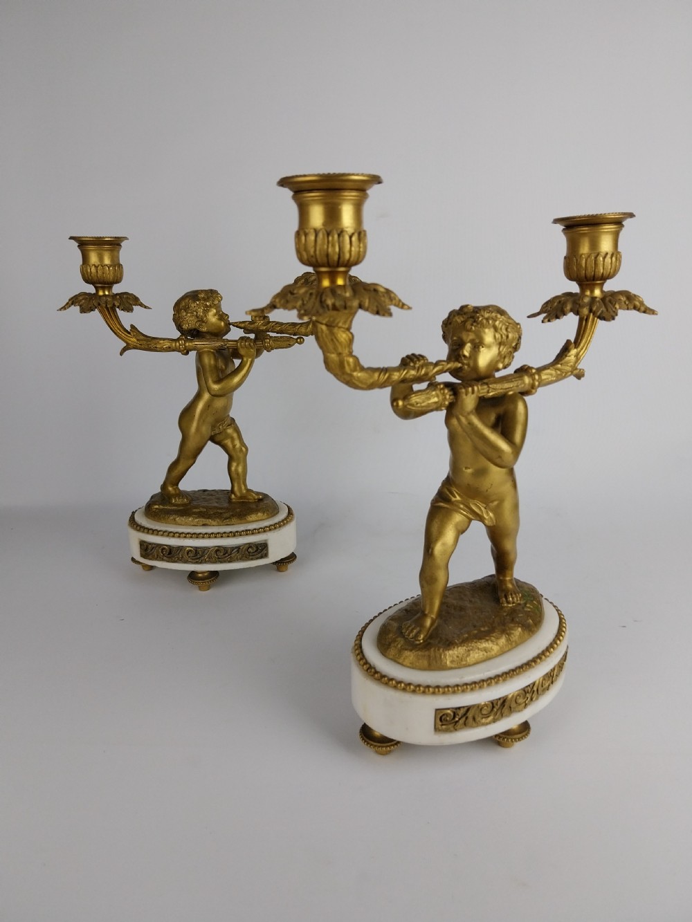 Pair of Antique Gilt Bronze Cherub Candlesticks  View XII