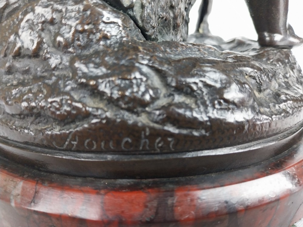 French Bronze Sculpture Cherub Feeding a Goat View IV
