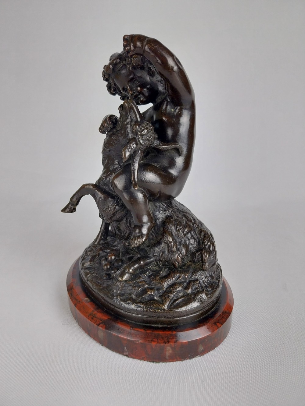 French Bronze Sculpture Cherub Feeding a Goat View VI
