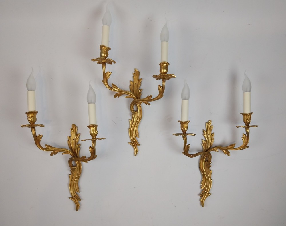 Set of three Gilt Bronze Wall Lights 