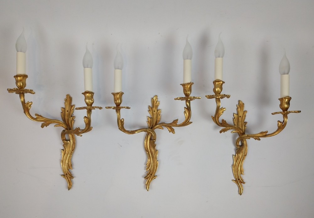 Set of three Gilt Bronze Wall Lights  View VII