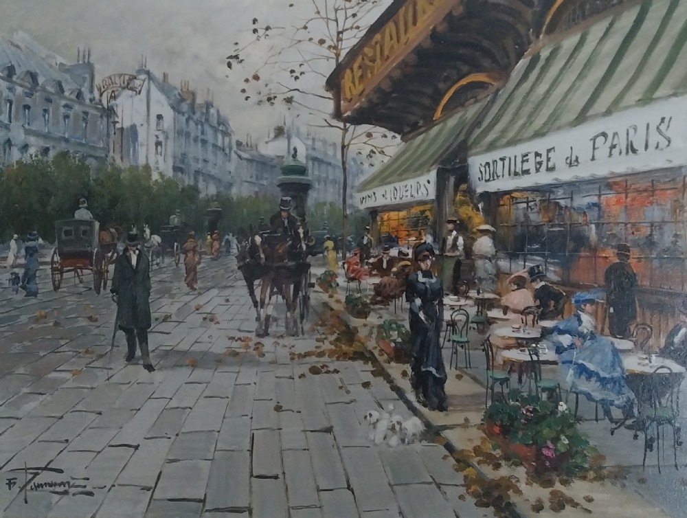 Impressionist Oil Painting Parisian Street Scene View II