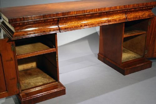 fig 3. Early 19th C. Flame Mahogany Pedestal Sideboard