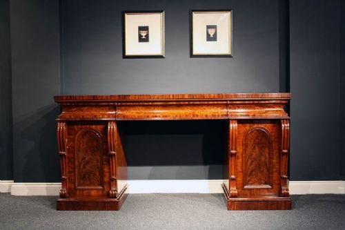 fig 4. Early 19th C. Flame Mahogany Pedestal Sideboard
