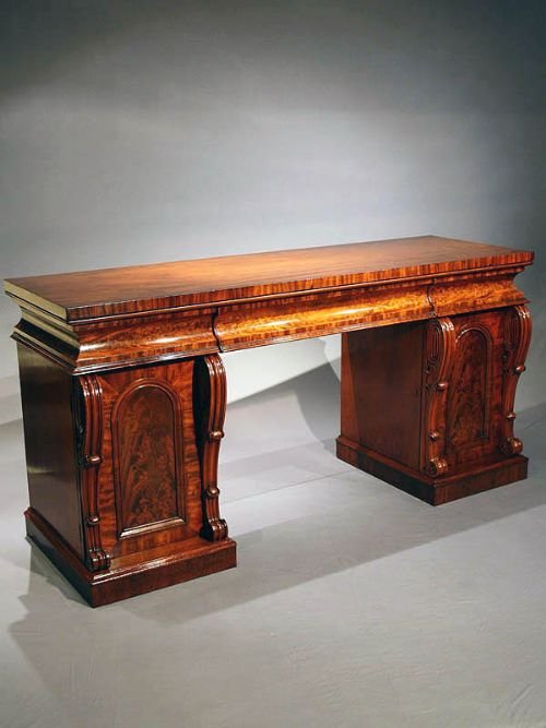 fig 2. Early 19th C. Flame Mahogany Pedestal Sideboard