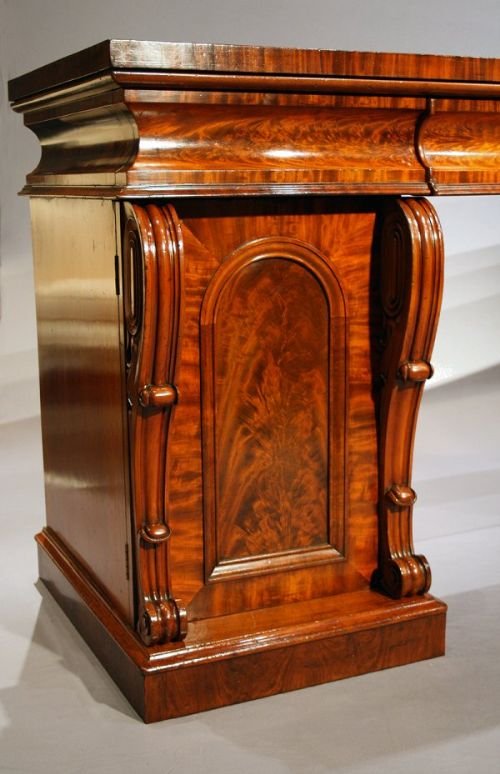 fig 1. Early 19th C. Flame Mahogany Pedestal Sideboard
