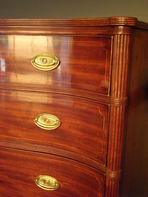 fig 3. George III Mahogany Serpentine Chest of drawers