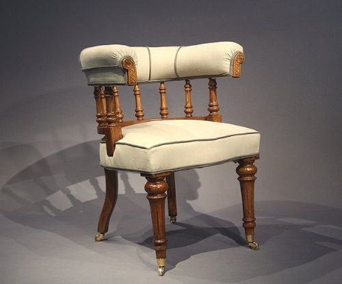 Quality Antique Victorian Light Oak Captains Chair