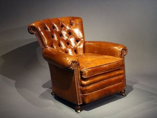 fig 1. Outstanding Pair of Antique Leather chairs