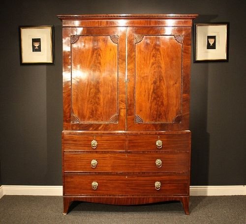 Antique Wiv Mahogany Linen Press