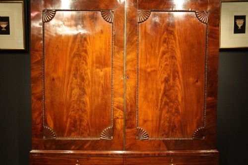 fig 1. Antique WIV Mahogany Linen Press