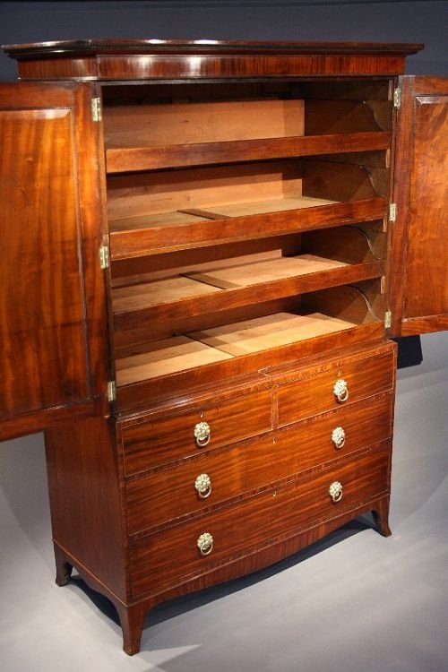 fig 4. Antique WIV Mahogany Linen Press