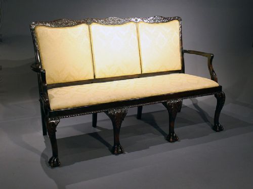 Edwardian Mahogany Chippendale Style 3 Seater Couch
