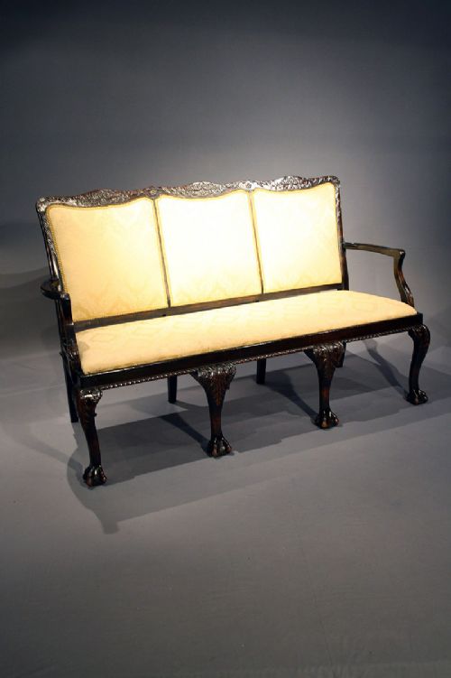 fig 4. Edwardian Mahogany Chippendale style 3 Seater Couch