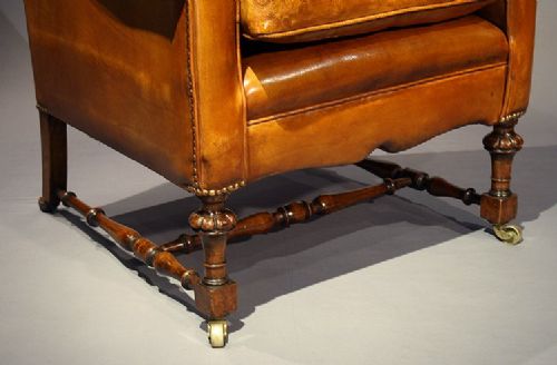 fig 1. Victorian Leather Upholstered Walnut Wing Chair