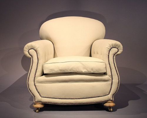 fig 1. Pair of Cream Linen Upholstered Armchairs