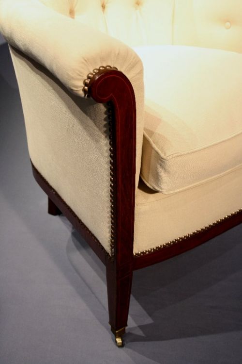 fig 2. Antique Pair of Linen Upholstered Armchairs
