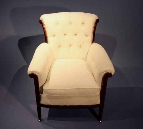 fig 3. Antique Pair of Linen Upholstered Armchairs