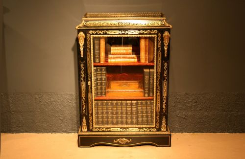 Victorian Ebonised Brass Inlaid Boulle Pier Cabinet