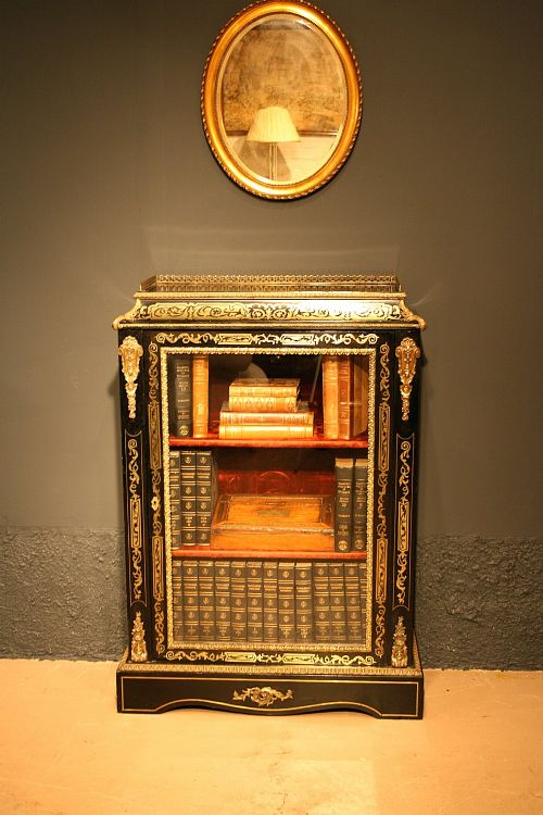 fig 1. Victorian Ebonised Brass Inlaid Boulle Pier Cabinet