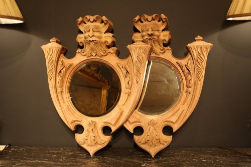 A Pair of Victorian Walnut Bleached Mirrors