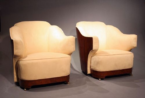 Stylish Art Deco Suite of Two Armchairs and Couch