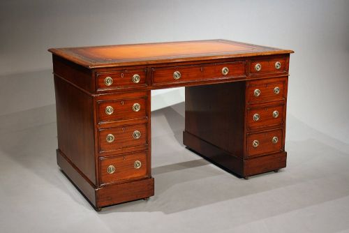 Antique Mahogany Pedestal Writing Desk