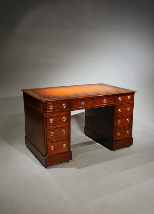fig 1. Antique Mahogany Pedestal Writing Desk