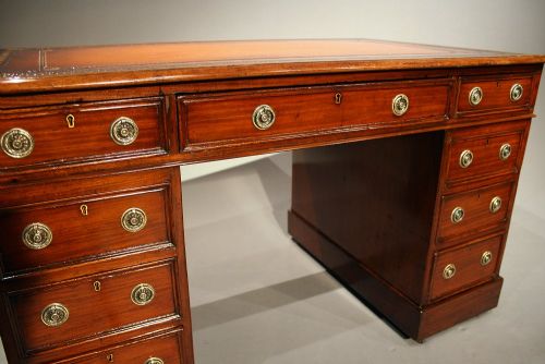 fig 3. Antique Mahogany Pedestal Writing Desk