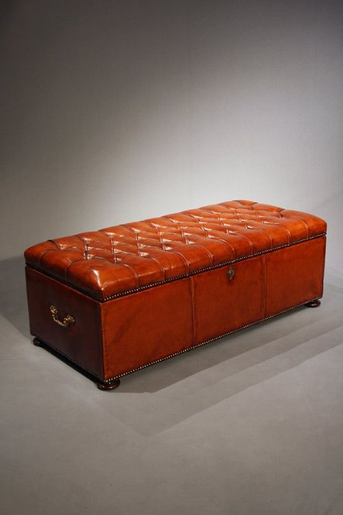 fig 1. Antique deep buttoned leather upholstered ottoman