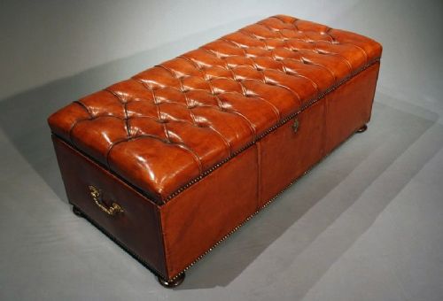fig 2. Antique deep buttoned leather upholstered ottoman