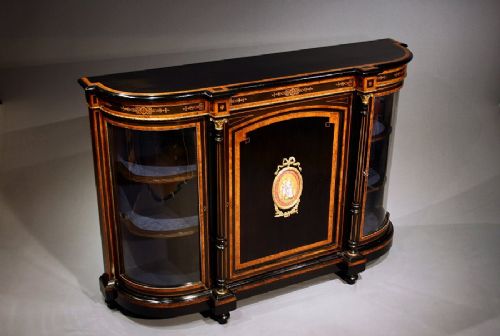 fig 2. A Fine Quality Antique Ebonised and Amboyna Veneered Inlayed Credenza