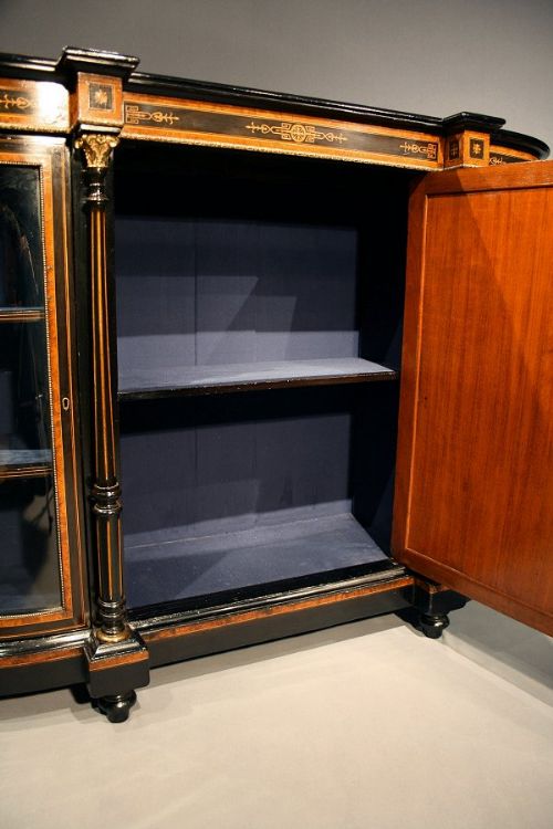 fig 9. A Fine Quality Antique Ebonised and Amboyna Veneered Inlayed Credenza