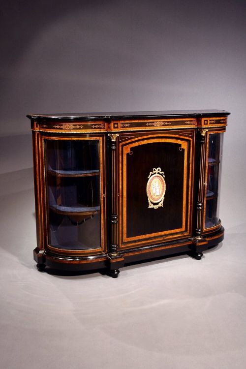 fig 5. A Fine Quality Antique Ebonised and Amboyna Veneered Inlayed Credenza