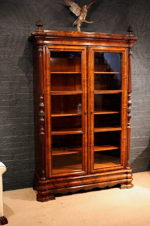fig 2. Quality Antique Mahogany Two Door Bookcase