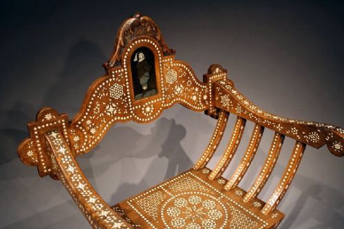 fig 2. Italian Walnut and Bone Inlaid Savonarola X Frame Chair