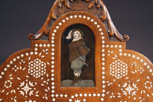 fig 4. Italian Walnut and Bone Inlaid Savonarola X Frame Chair
