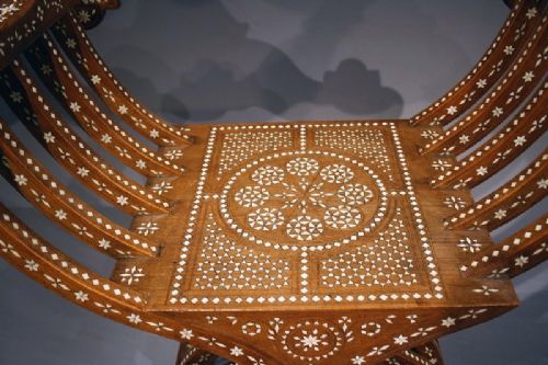 fig 6. Italian Walnut and Bone Inlaid Savonarola X Frame Chair