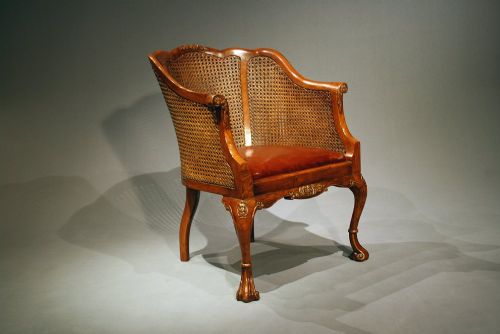 fig 4. Quality Pair of 1920's Walnut Bergere Tub Chairs
