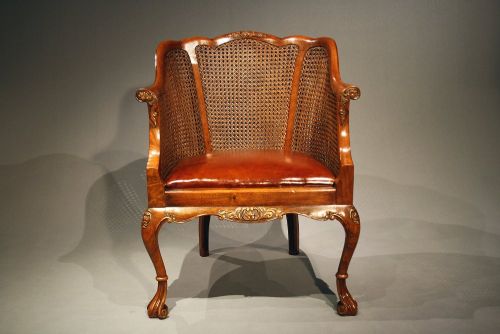 fig 9. Quality Pair of 1920's Walnut Bergere Tub Chairs
