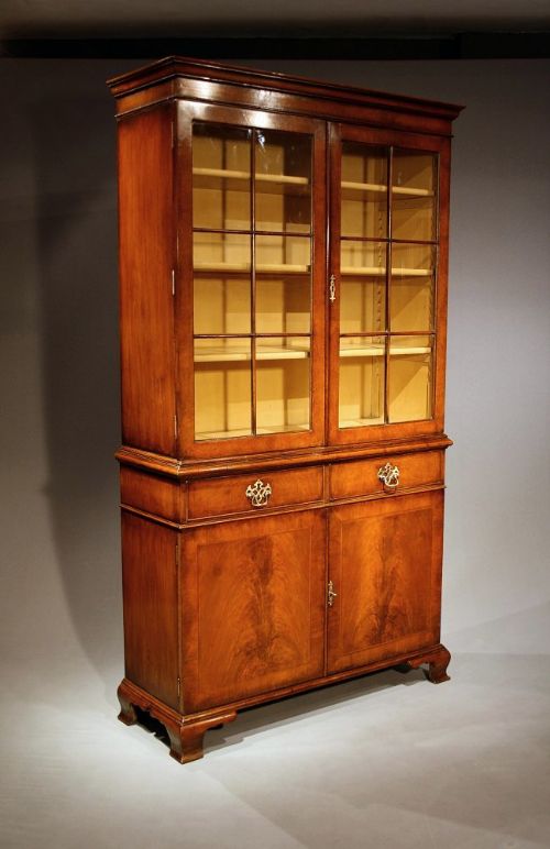fig 1. Walnut and Herringbone Inlaid Bookcase circa 1900's