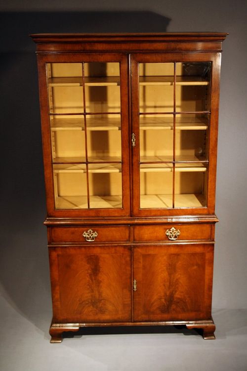 fig 7. Walnut and Herringbone Inlaid Bookcase circa 1900's