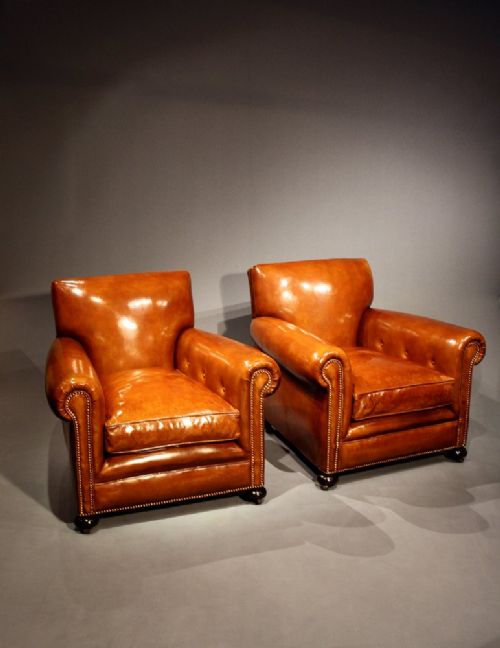 fig 2. A Lovely Pair of Stylish Leather Club Chairs